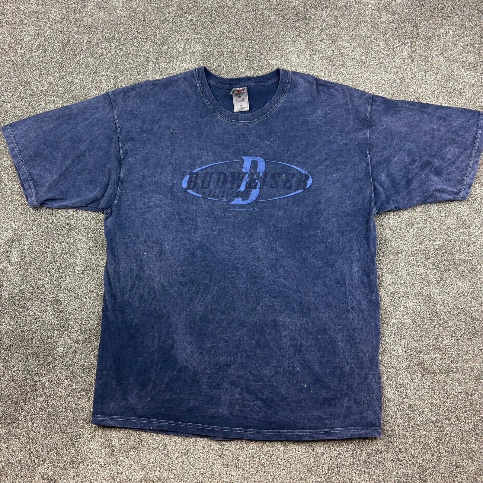 Vintage Budweiser Beer Shirt Mens XL Navy Blue Acid Wash Alcohol Drinking Bud Unisex T-shirt, Sweatshirt, Hoodie, Long Sleeve Tee - T-Shirt, Sweatshirt, Hoodie