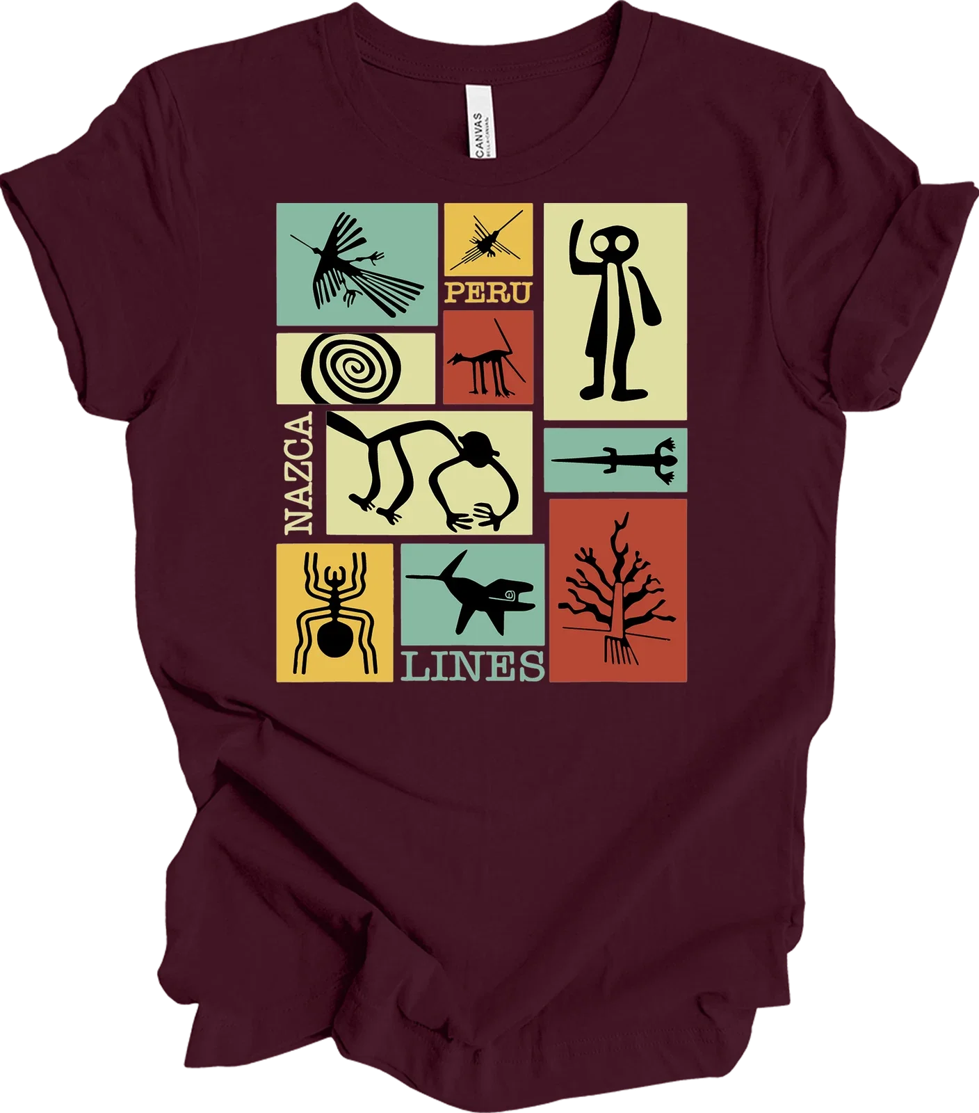 Nazca Lines Peru Geoglyphs Retro T-Shirt Peruvian Condor Monkey Astronaut Art Unisex T-shirt, Sweatshirt, Hoodie, Long Sleeve Tee - T-Shirt, Sweatshirt, Hoodie
