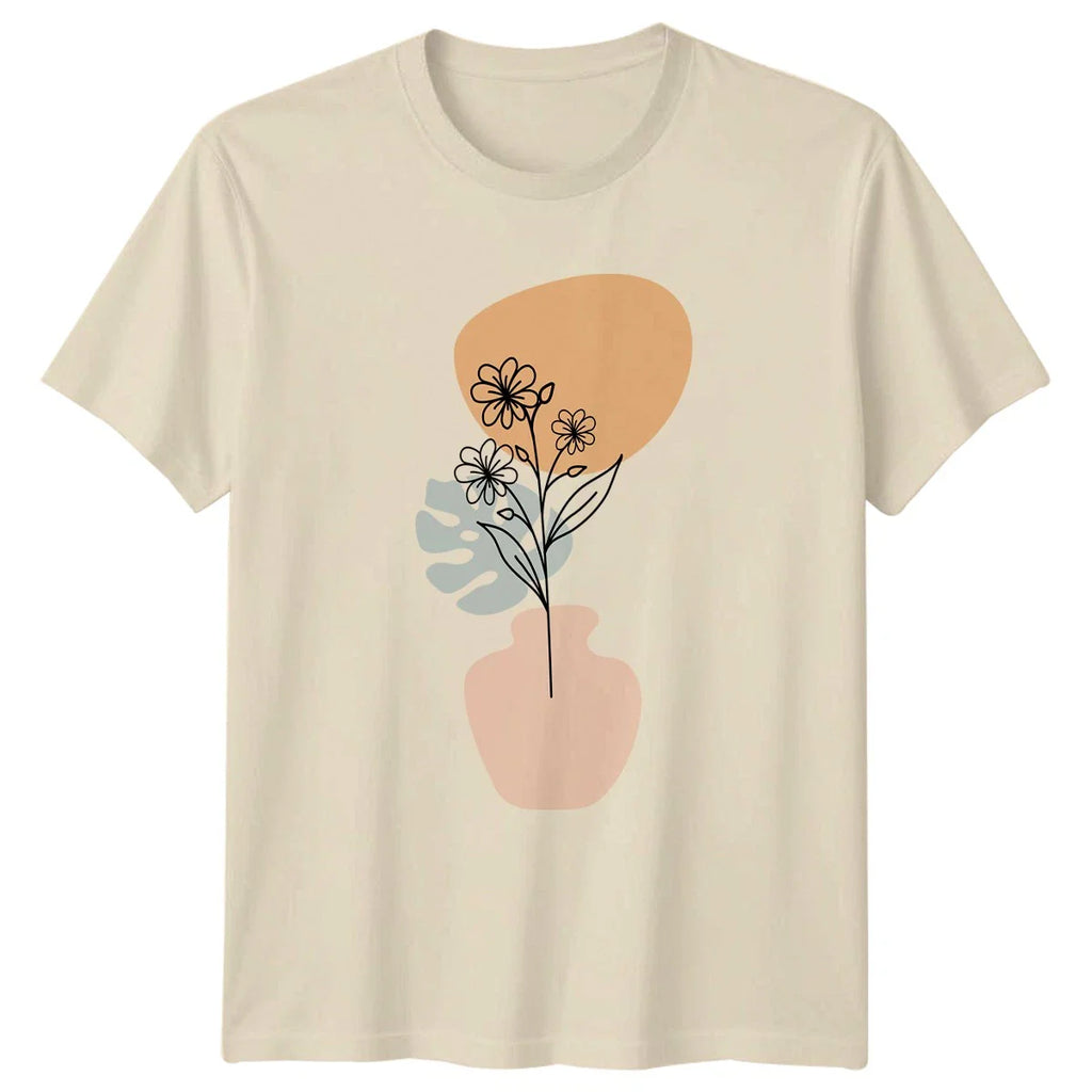 Minimalist Floral Vase T-Shirt Womens Botanical Art Birthday Gift For Her Unisex T-shirt, Sweatshirt, Hoodie, Long Sleeve Tee - T-Shirt, Sweatshirt, Hoodie