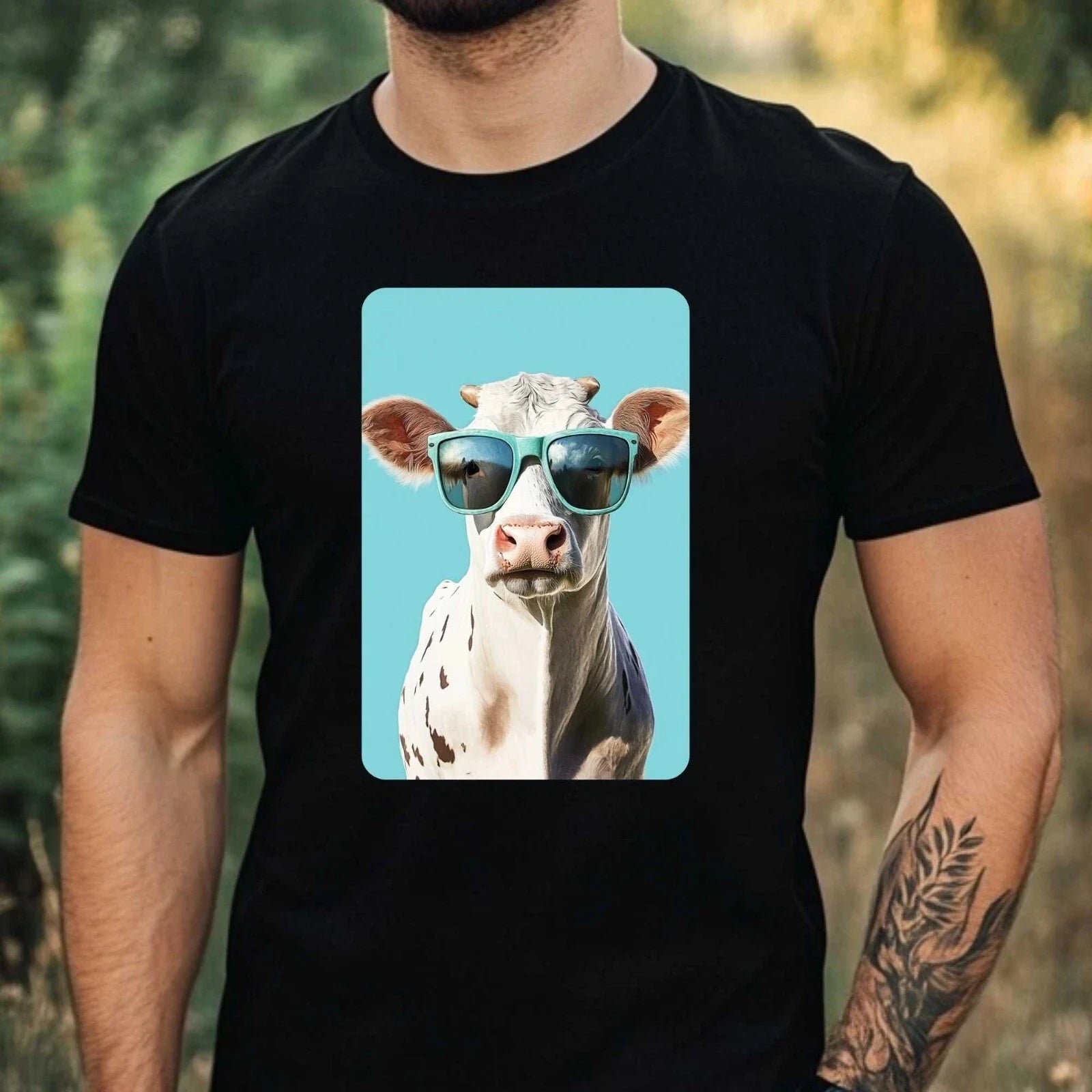 Mens Cow Sunglasses Cotton T-Shirt Size XS to 5XL Unisex T-shirt, Sweatshirt, Hoodie, Long Sleeve Tee - T-Shirt, Sweatshirt, Hoodie