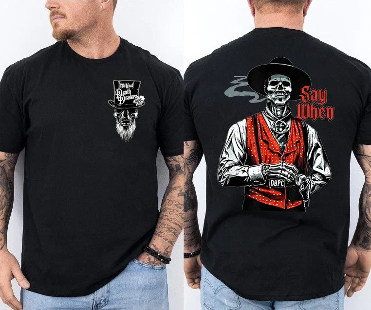 Doc Holliday Say When Old West Death Dealers Collection Tombstone Ghost Town Tee Unisex T-shirt, Sweatshirt, Hoodie, Long Sleeve Tee - T-Shirt, Sweatshirt, Hoodie