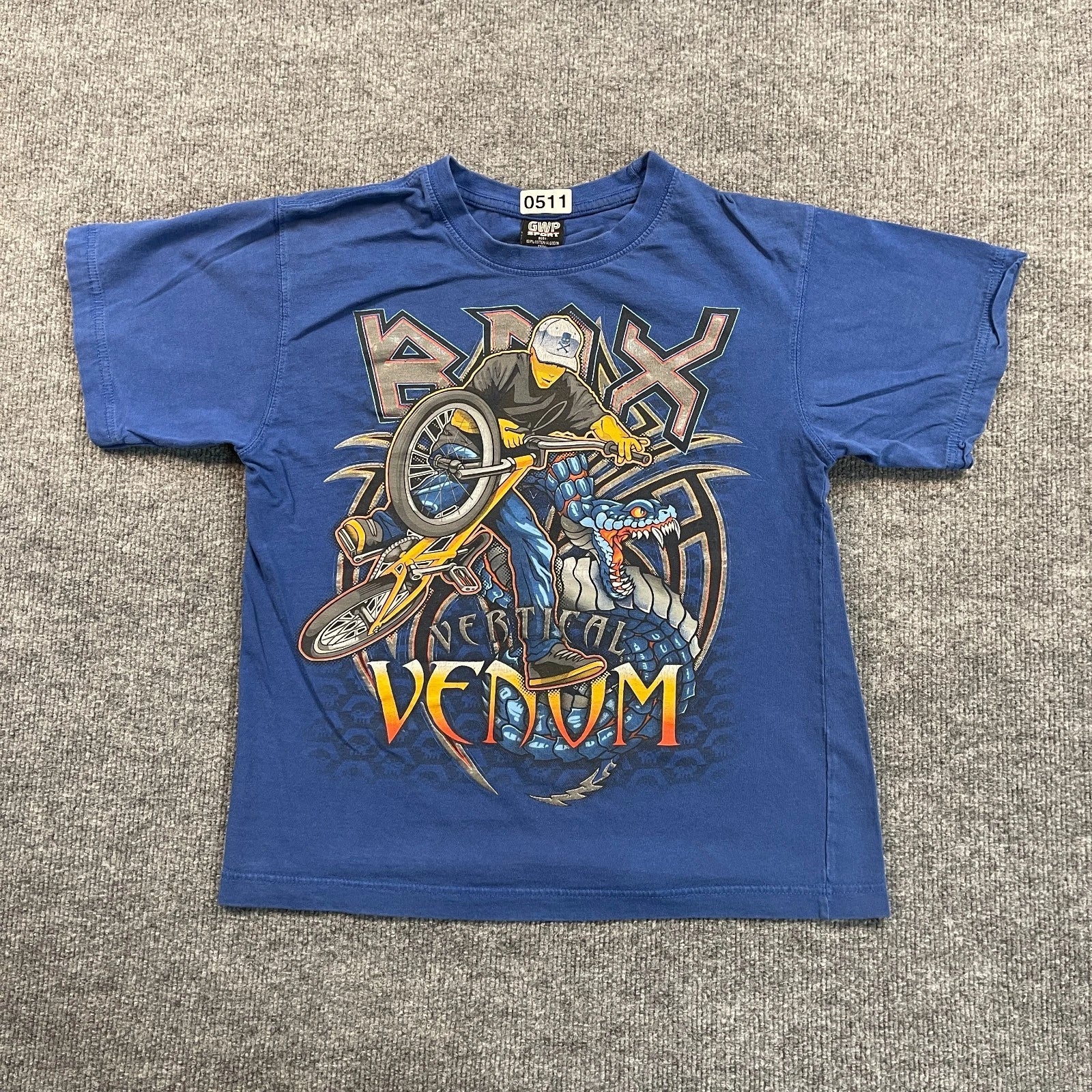 Vintage Y2K Vertical Venom BMX Bike Shirt Teens XL 18x22 Blue Unisex T-shirt, Sweatshirt, Hoodie, Long Sleeve Tee - T-Shirt, Sweatshirt, Hoodie
