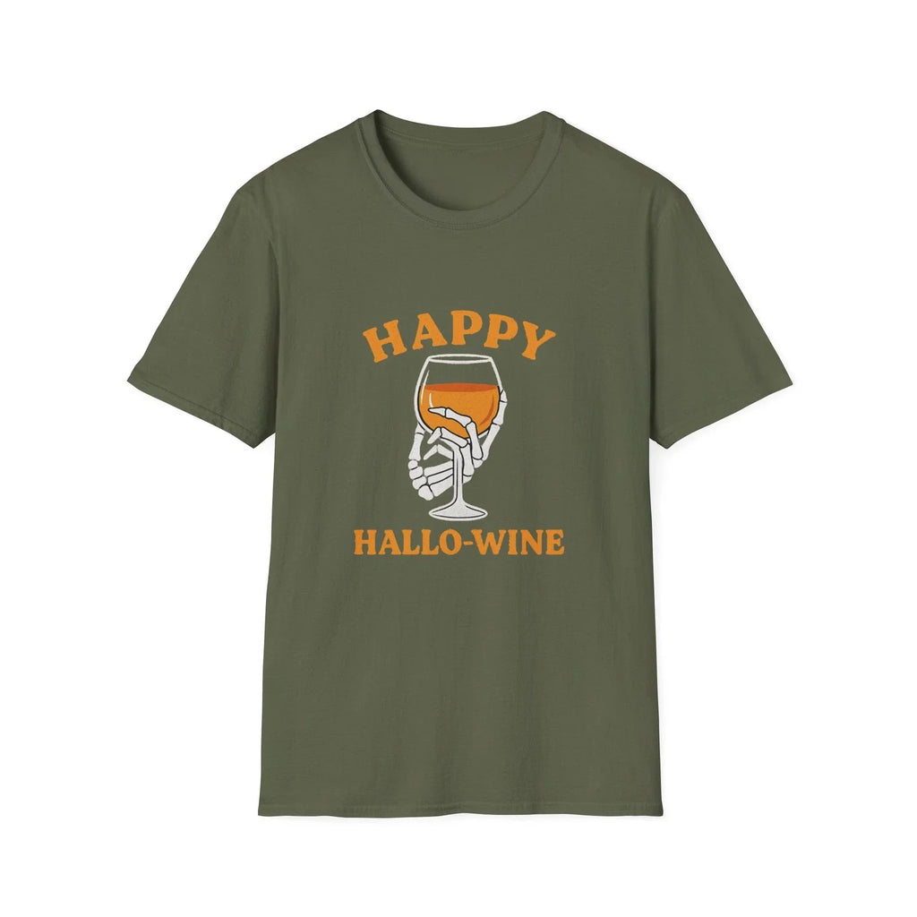 Happy Hallo-Wine Unisex T-Shirt, Funny Wine Shirt, Halloween Apparel, Wine [...] Unisex T-shirt, Sweatshirt, Hoodie, Long Sleeve Tee - T-Shirt, Sweatshirt, Hoodie