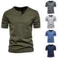 Men Casual Cotton Shirt Short Sleeve Pullover Button Henley Collar T-shirt Tee  Unisex T-shirt, Sweatshirt, Hoodie, Long Sleeve Tee - T-Shirt, Sweatshirt, Hoodie