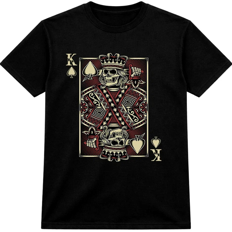 King of Spades Skull T-Shirt Gothic Skeleton Playing Card Biker Crown Tee Gift. Unisex T-shirt, Sweatshirt, Hoodie, Long Sleeve Tee - T-Shirt, Sweatshirt, Hoodie