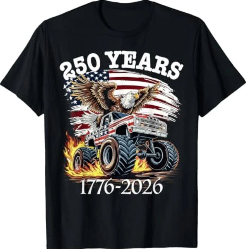 Monster Truck 250 Years 1776-2026 4th of July Eagle T-Shirt Unisex T-shirt, Sweatshirt, Hoodie, Long Sleeve Tee - T-Shirt, Sweatshirt, Hoodie