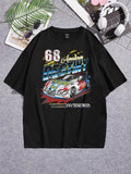 Men Car & Letter Graphic Tee  Cotton Casual Street Style T-Shirt, Cool Auto Unisex T-shirt, Sweatshirt, Hoodie, Long Sleeve Tee - T-Shirt, Sweatshirt, Hoodie
