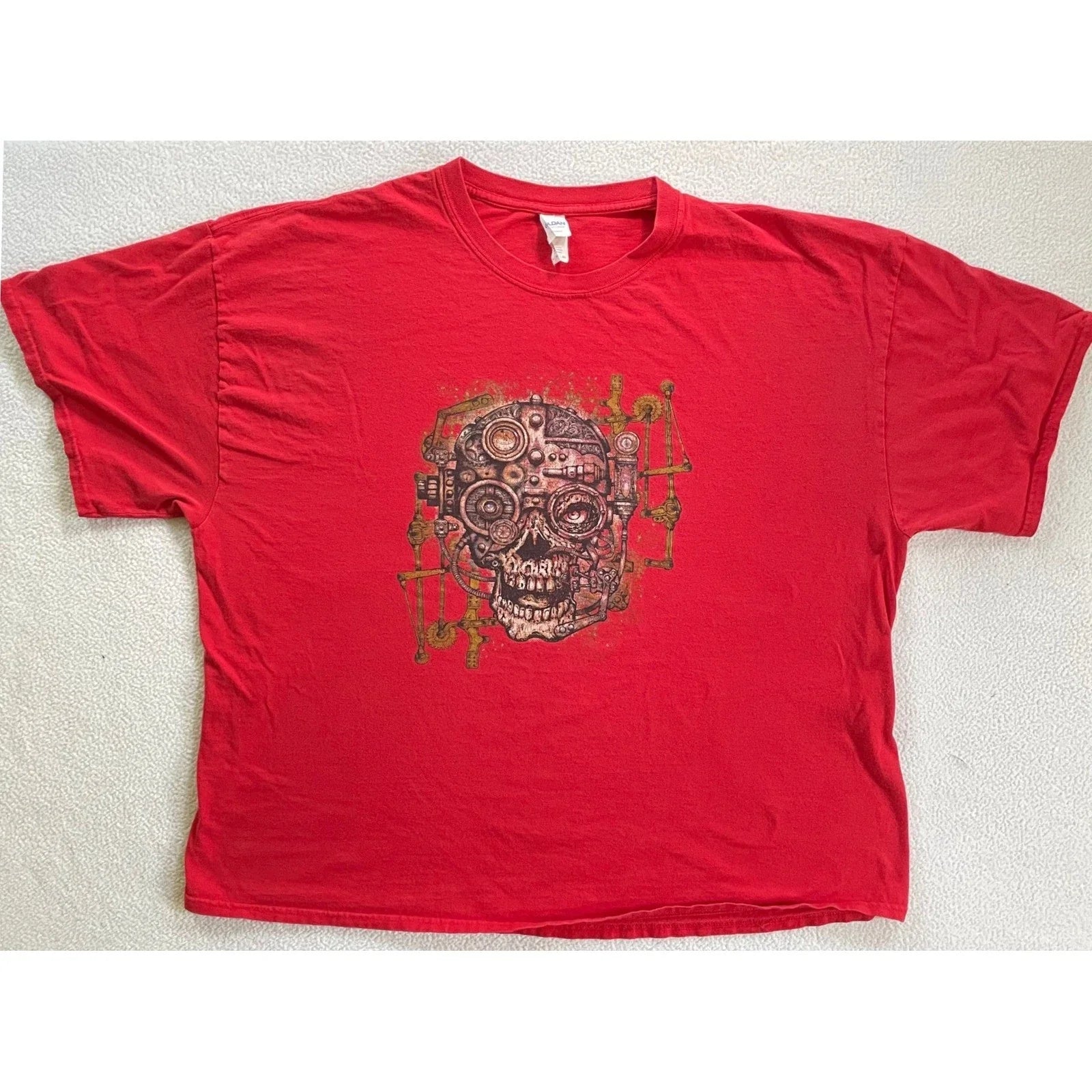 Gildan Mens 3XL T-Shirt Red Steampunk Cyborg Skull Graphic Tee Unisex T-shirt, Sweatshirt, Hoodie, Long Sleeve Tee - T-Shirt, Sweatshirt, Hoodie