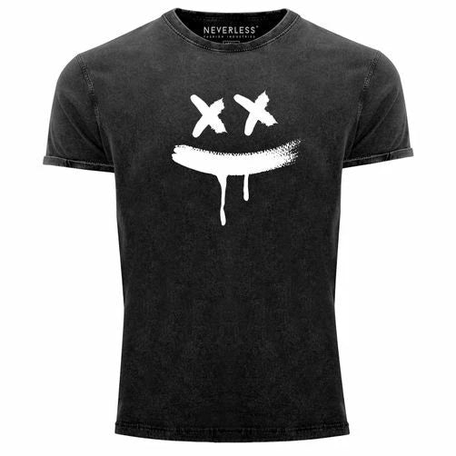 Men's Vintage Shirt Creepy Smile Sneaky Print Shirt T-Shirt Print Distressed Look Unisex T-shirt, Sweatshirt, Hoodie, Long Sleeve Tee - T-Shirt, Sweatshirt, Hoodie