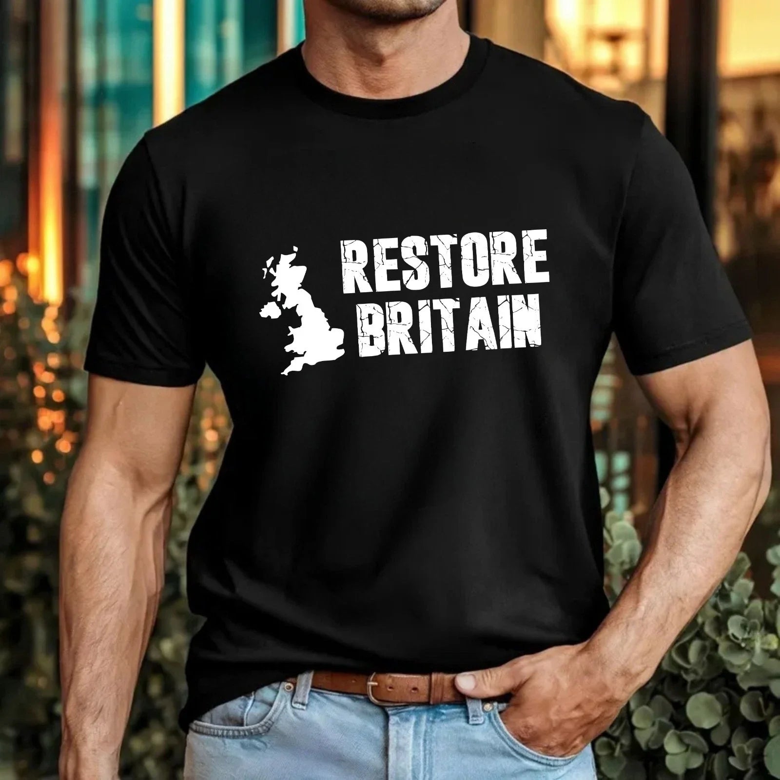Restore Britain T-Shirt Patriotic Retro UK Map British Statement Party Gift Top Unisex T-shirt, Sweatshirt, Hoodie, Long Sleeve Tee - T-Shirt, Sweatshirt, Hoodie