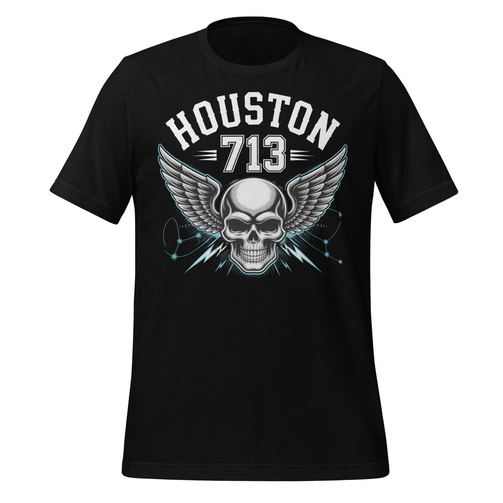 Houston 713 Skull Wings Graphic T-Shirt Urban Street Style Unisex Biker Tee Unisex T-shirt, Sweatshirt, Hoodie, Long Sleeve Tee - T-Shirt, Sweatshirt, Hoodie