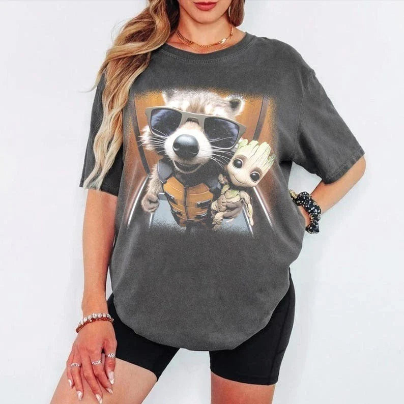 Vintage Rocket Raccoon and Groot Funny T-shirt, Genz Meme Tee, Trendy Shirt Unisex T-shirt, Sweatshirt, Hoodie, Long Sleeve Tee - T-Shirt, Sweatshirt, Hoodie