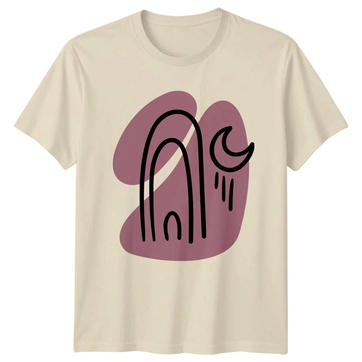 Boho Abstract Rainbow Moon Art T-Shirt Boho Minimalist Aesthetic Abstract Art Unisex T-shirt, Sweatshirt, Hoodie, Long Sleeve Tee - T-Shirt, Sweatshirt, Hoodie