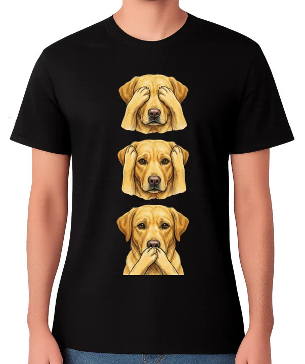 Labrador Retriever See Hear Speak No Evil Unisex T-Shirt Cute Dog Lover Tee Unisex T-shirt, Sweatshirt, Hoodie, Long Sleeve Tee - T-Shirt, Sweatshirt, Hoodie