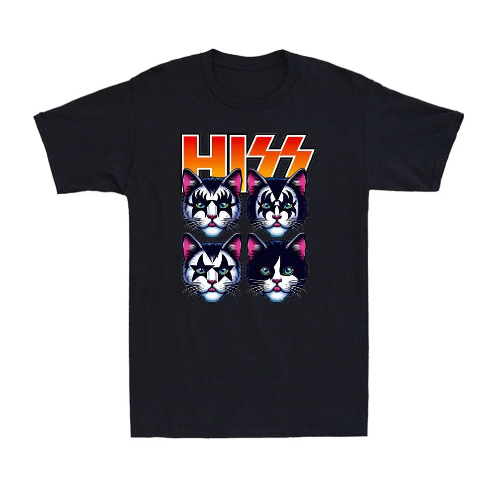 Funny HISS Cats Parody Shirt Rock Band Style Cat Lover Novelty Men's T-Shirt Unisex T-shirt, Sweatshirt, Hoodie, Long Sleeve Tee - T-Shirt, Sweatshirt, Hoodie