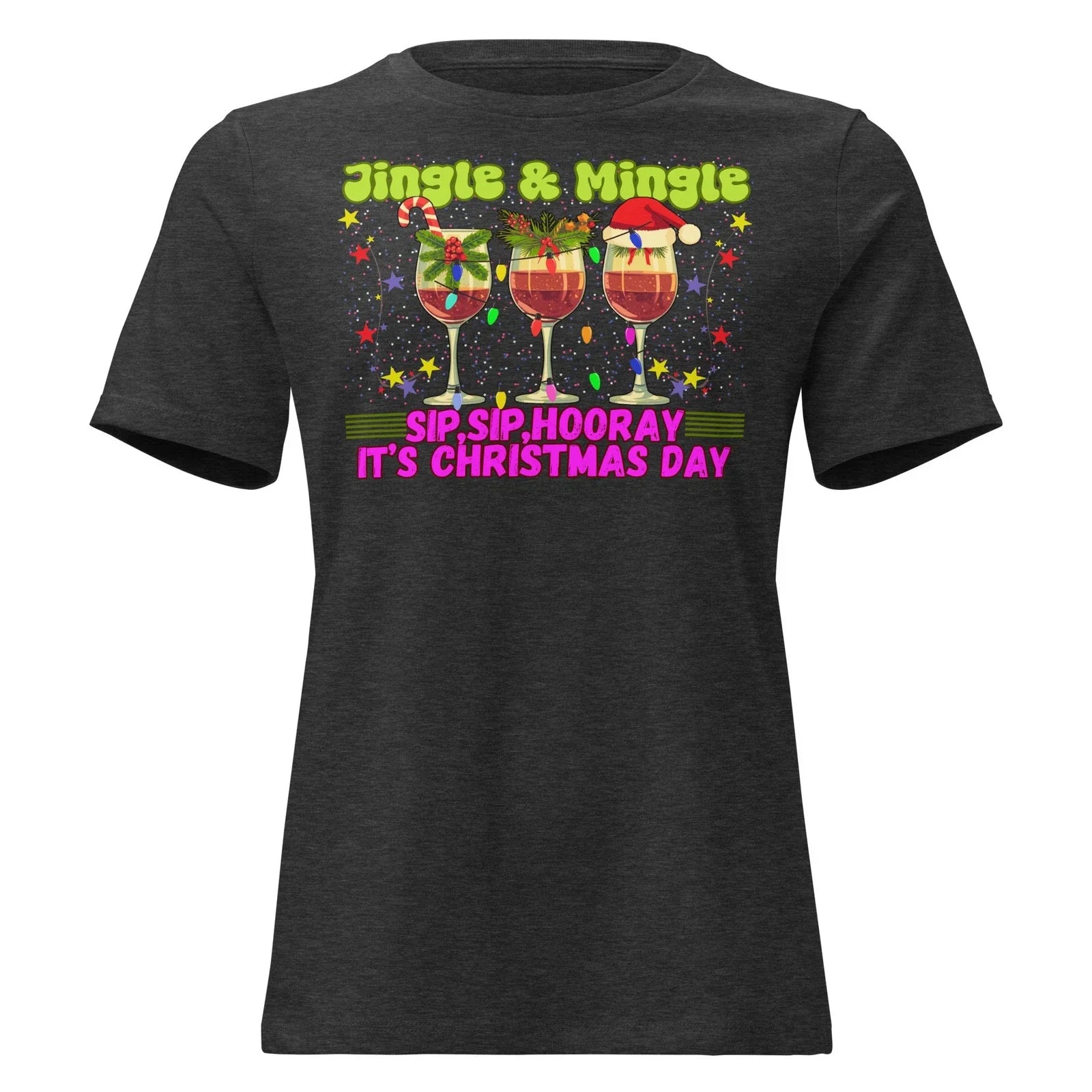 Women's Relaxed T-Shirt/Christmas Wine T-Shirt Unisex T-shirt, Sweatshirt, Hoodie, Long Sleeve Tee - T-Shirt, Sweatshirt, Hoodie