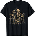George Washington Playing Drums 4th July 250th Anniversary T-Shirt Unisex T-shirt, Sweatshirt, Hoodie, Long Sleeve Tee - T-Shirt, Sweatshirt, Hoodie
