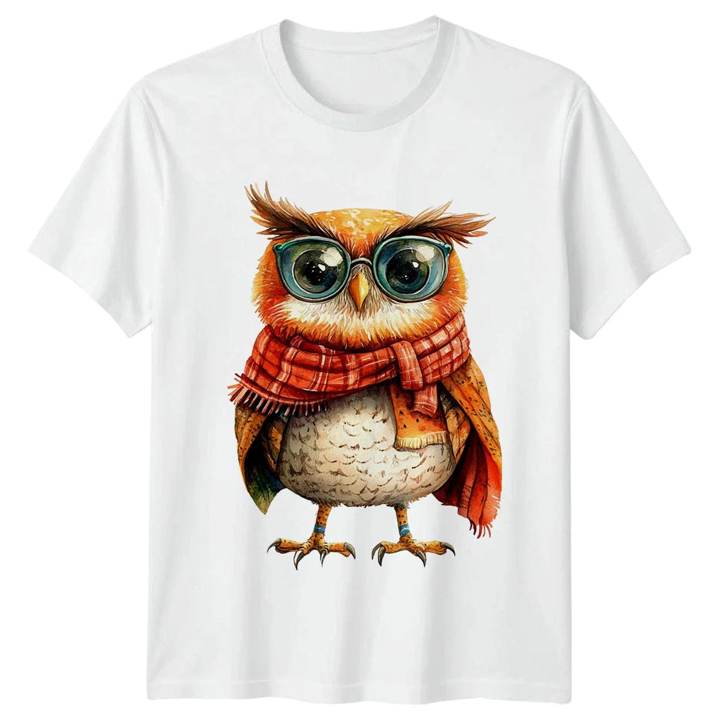 Cute Owl Wearing Scarf And Glasses T-Shirt Nature Bird Lovers Gift Unisex T-shirt, Sweatshirt, Hoodie, Long Sleeve Tee - T-Shirt, Sweatshirt, Hoodie