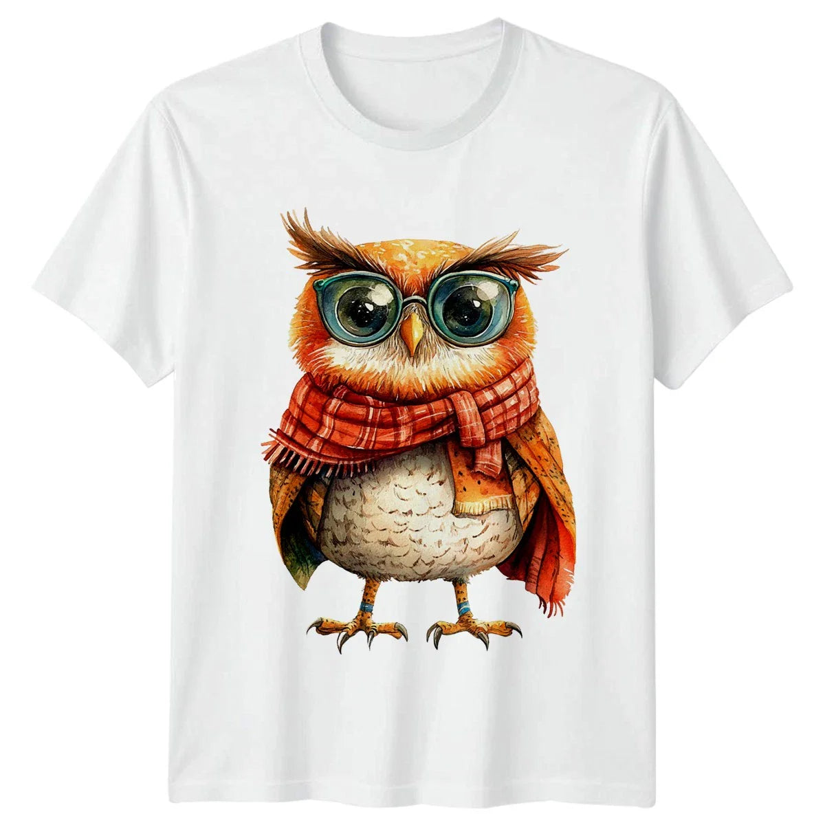 Cute Owl Wearing Scarf And Glasses T-Shirt Nature Bird Lovers Gift Unisex T-shirt, Sweatshirt, Hoodie, Long Sleeve Tee - T-Shirt, Sweatshirt, Hoodie