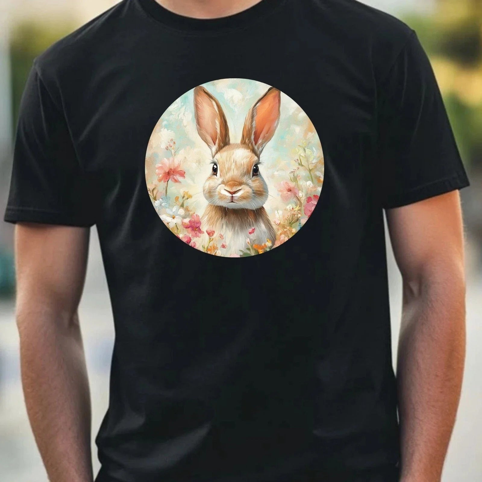 Mens Rabbit Portrait Motif Cotton T-Shirt Size XS to 5XL Unisex T-shirt, Sweatshirt, Hoodie, Long Sleeve Tee - T-Shirt, Sweatshirt, Hoodie
