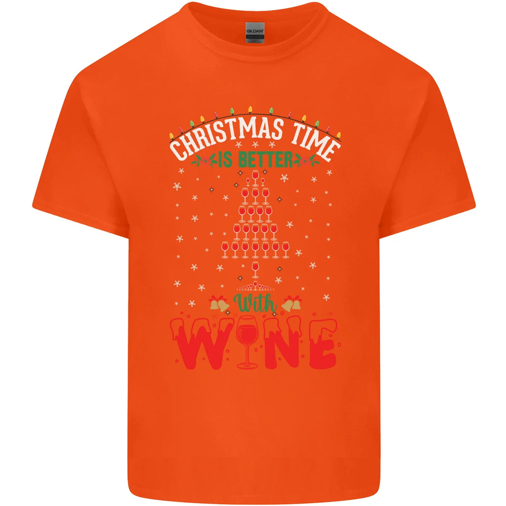 Christmas Better With Wine Funny Alcohol Mens Cotton T-Shirt Tee Top Unisex T-shirt, Sweatshirt, Hoodie, Long Sleeve Tee - T-Shirt, Sweatshirt, Hoodie