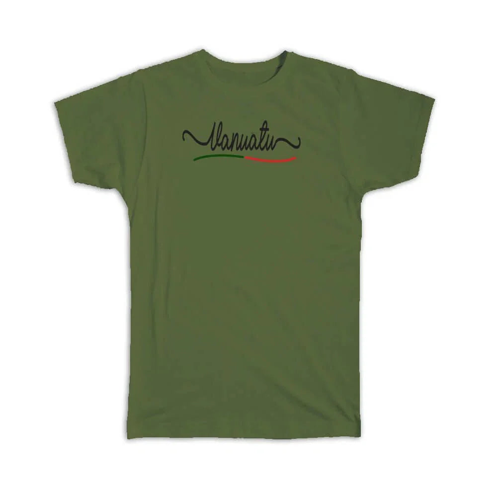 Gift T-Shirt : Vanuatu Flag Colors Travel Expat Country Minimalist Unisex T-shirt, Sweatshirt, Hoodie, Long Sleeve Tee - T-Shirt, Sweatshirt, Hoodie