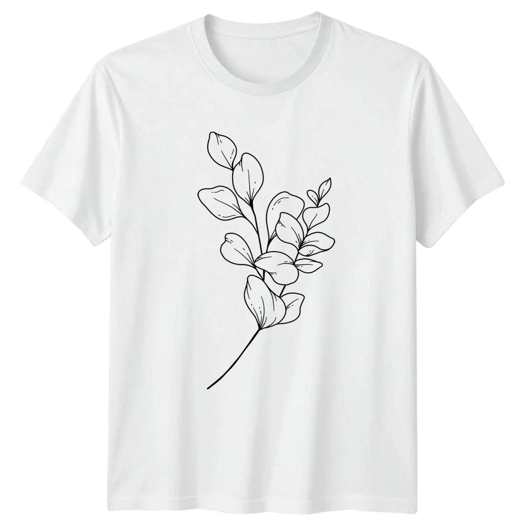 Minimalist Botanical Eucalyptus Leaves T-Shirt Eucalyptus Line Art Botany Unisex T-shirt, Sweatshirt, Hoodie, Long Sleeve Tee - T-Shirt, Sweatshirt, Hoodie