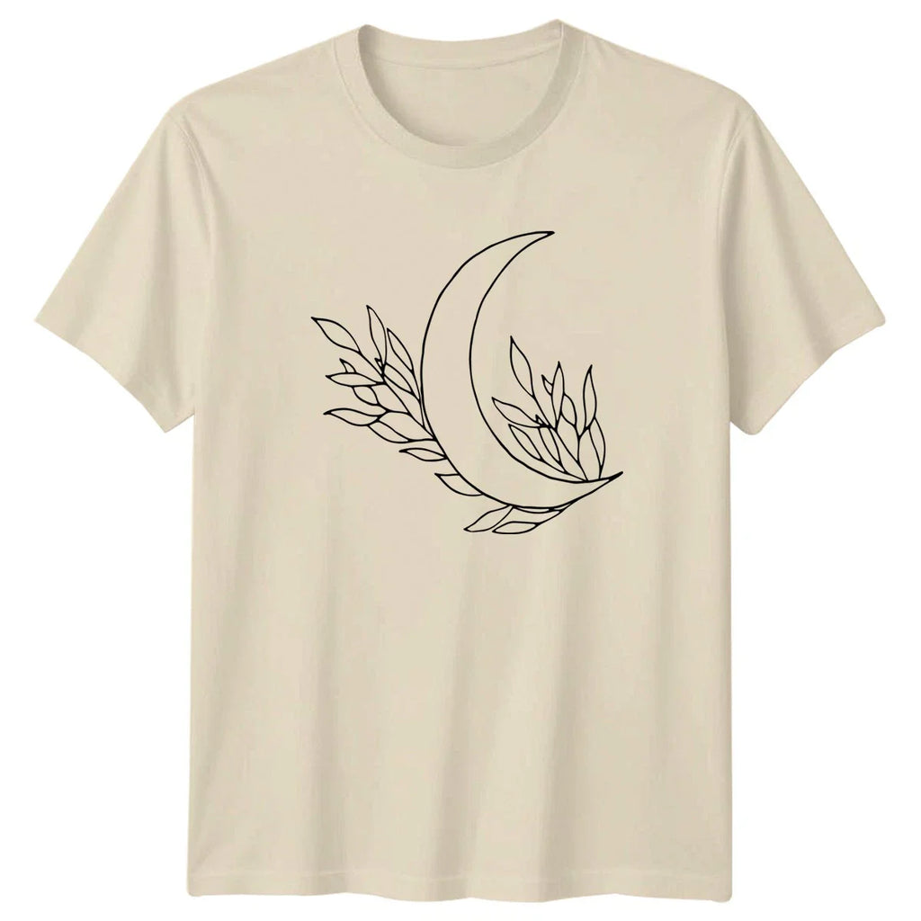 Crescent Moon And Botanical Leaves Womens T-Shirt Celestial Boho Style Unisex T-shirt, Sweatshirt, Hoodie, Long Sleeve Tee - T-Shirt, Sweatshirt, Hoodie