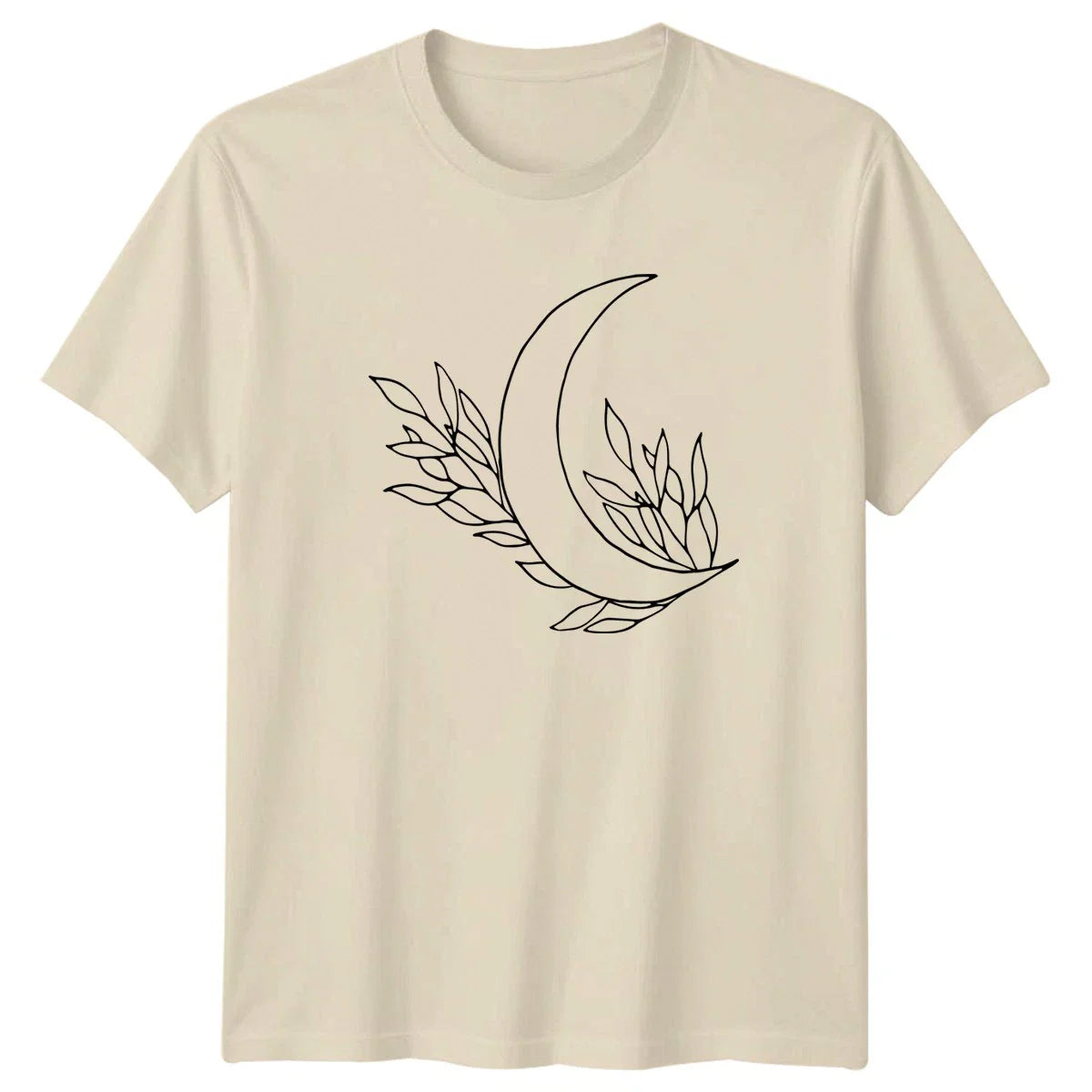 Crescent Moon And Botanical Leaves Womens T-Shirt Celestial Boho Style Unisex T-shirt, Sweatshirt, Hoodie, Long Sleeve Tee - T-Shirt, Sweatshirt, Hoodie
