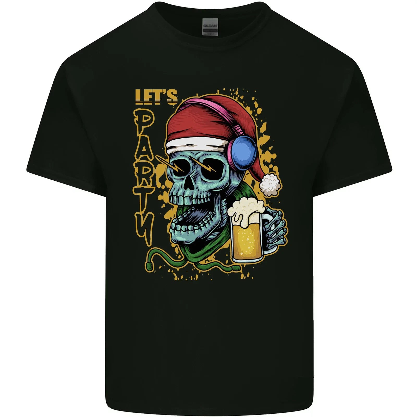 Christmas Party Skull Drinking Beer Alcohol Mens Light Cotton T-Shirt Unisex T-shirt, Sweatshirt, Hoodie, Long Sleeve Tee - T-Shirt, Sweatshirt, Hoodie