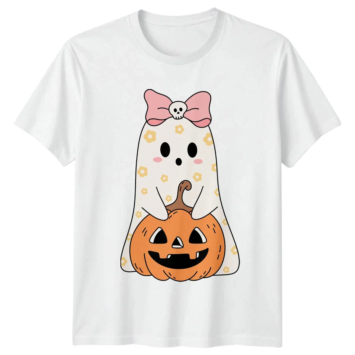 Womens T-Shirt Cute Halloween Ghost Pumpkin Halloween Gift For Her Unisex T-shirt, Sweatshirt, Hoodie, Long Sleeve Tee - T-Shirt, Sweatshirt, Hoodie
