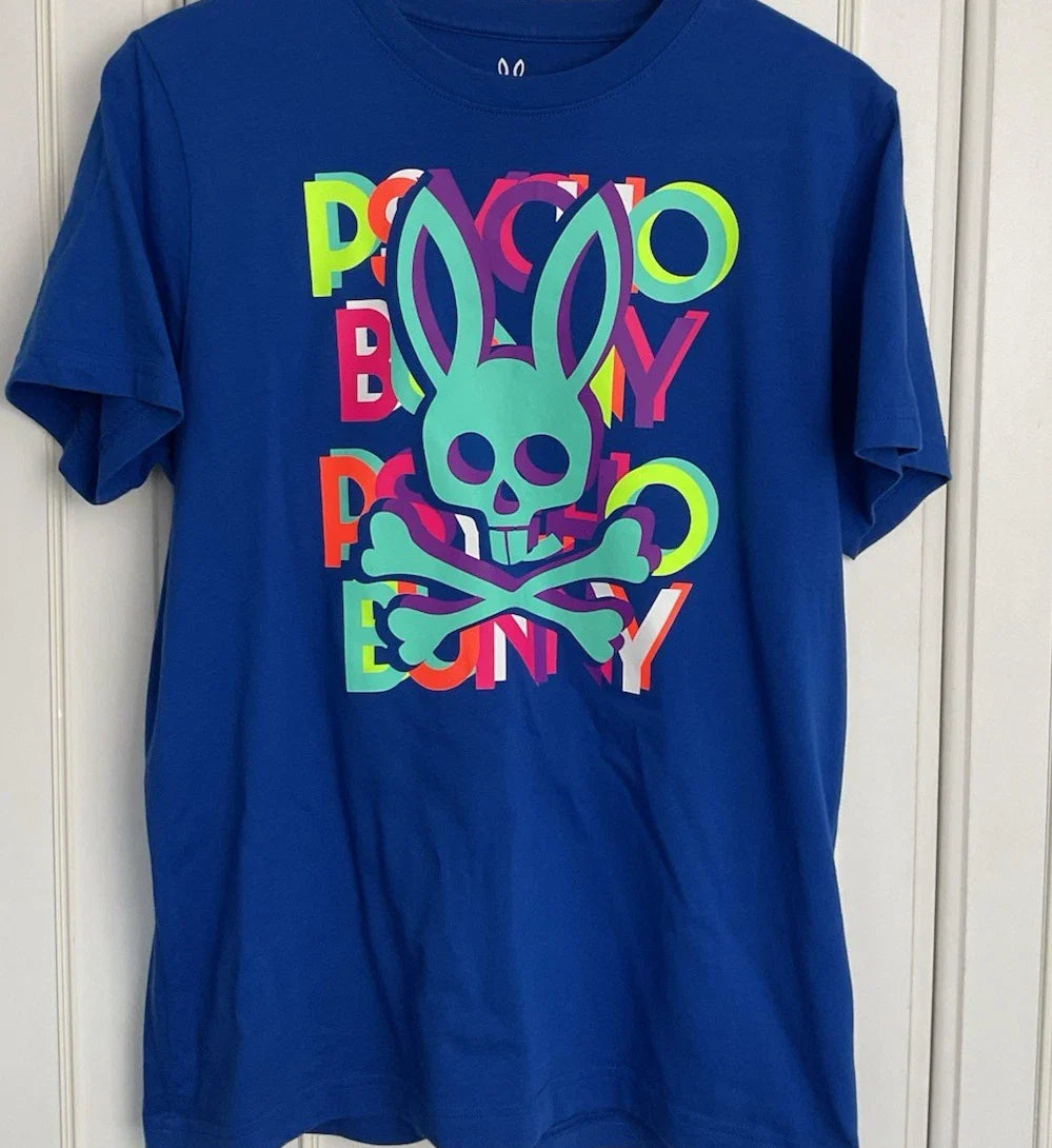 Psycho Bunny Mens T-Shirt Size 4 Medium Blue Graphic Logo Short Sleeve Tee Unisex T-shirt, Sweatshirt, Hoodie, Long Sleeve Tee - T-Shirt, Sweatshirt, Hoodie