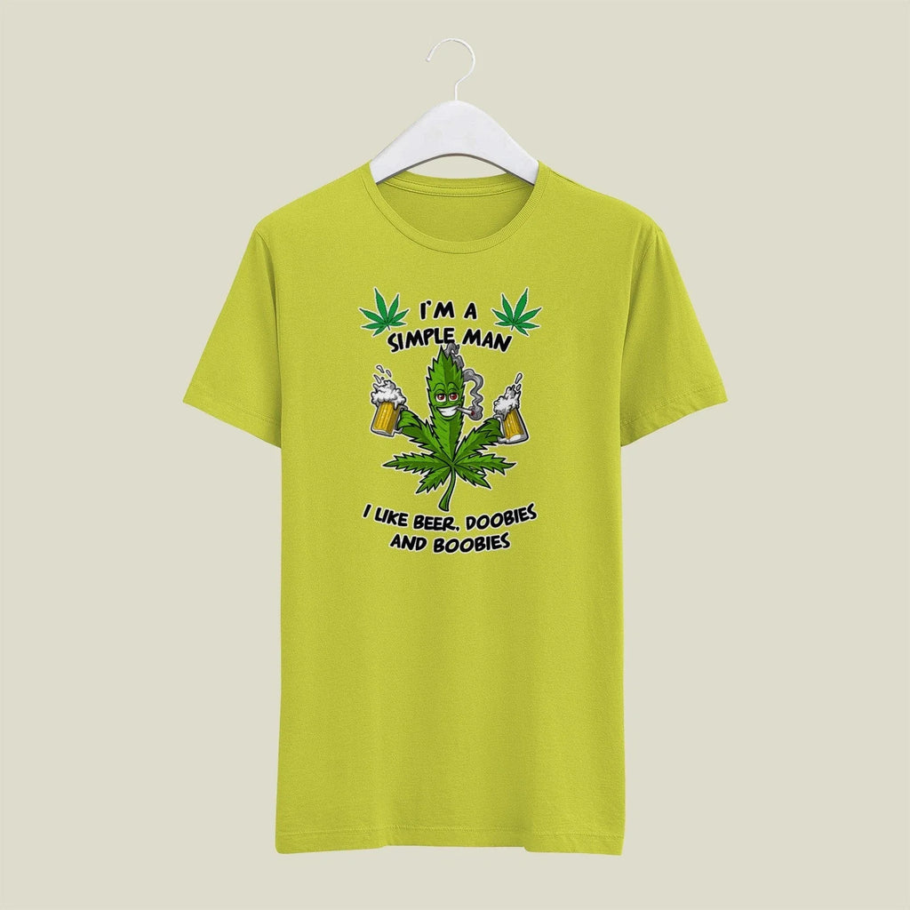 Yellow X-LARGE  Mens Gildan T Shirt Simple Man Beer Doobies Boobies 420 Weed Unisex T-shirt, Sweatshirt, Hoodie, Long Sleeve Tee - T-Shirt, Sweatshirt, Hoodie