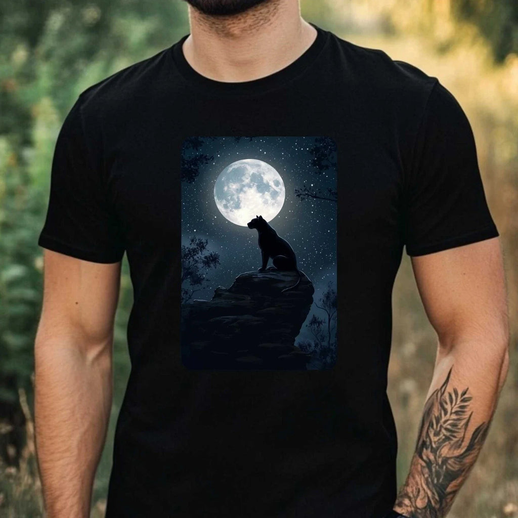 Mens Panther Full Moon Motif Cotton T-Shirt Size XS to 5XL Unisex T-shirt, Sweatshirt, Hoodie, Long Sleeve Tee - T-Shirt, Sweatshirt, Hoodie