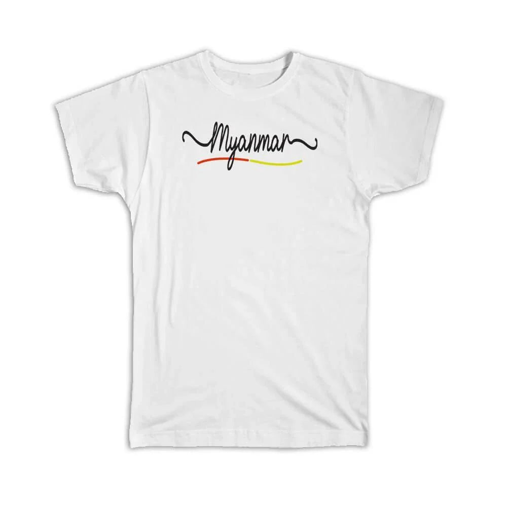 Gift T-Shirt : Myanmar Flag Colors Travel Expat Country Minimalist Unisex T-shirt, Sweatshirt, Hoodie, Long Sleeve Tee - T-Shirt, Sweatshirt, Hoodie