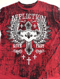 Affliction Red All Over Print Y2K Grunge Goth Cross Wings Shirt Mens Size Large Unisex T-shirt, Sweatshirt, Hoodie, Long Sleeve Tee - T-Shirt, Sweatshirt, Hoodie