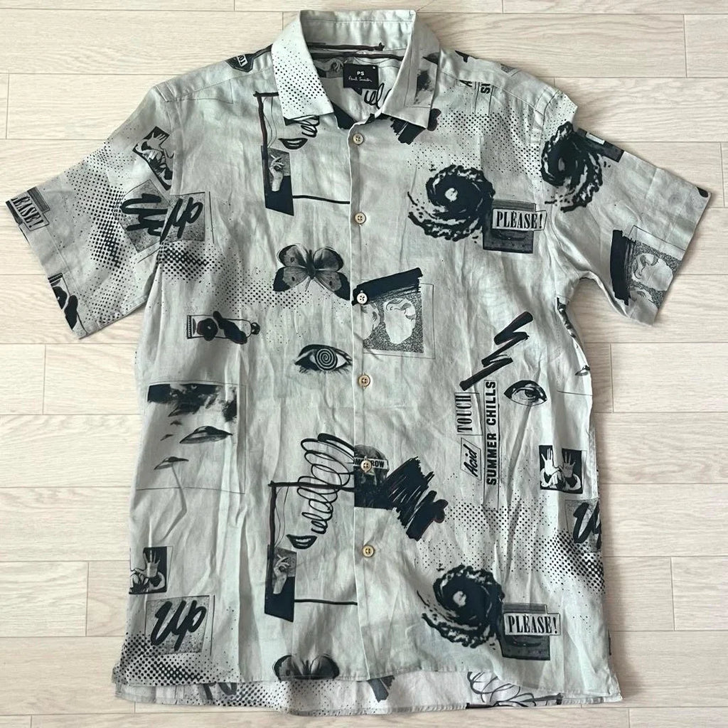 Paul Smith Art Print Short Sleeve Shirt Open Collar Spring Summer Japan For 14+ Unisex T-shirt, Sweatshirt, Hoodie, Long Sleeve Tee - T-Shirt, Sweatshirt, Hoodie