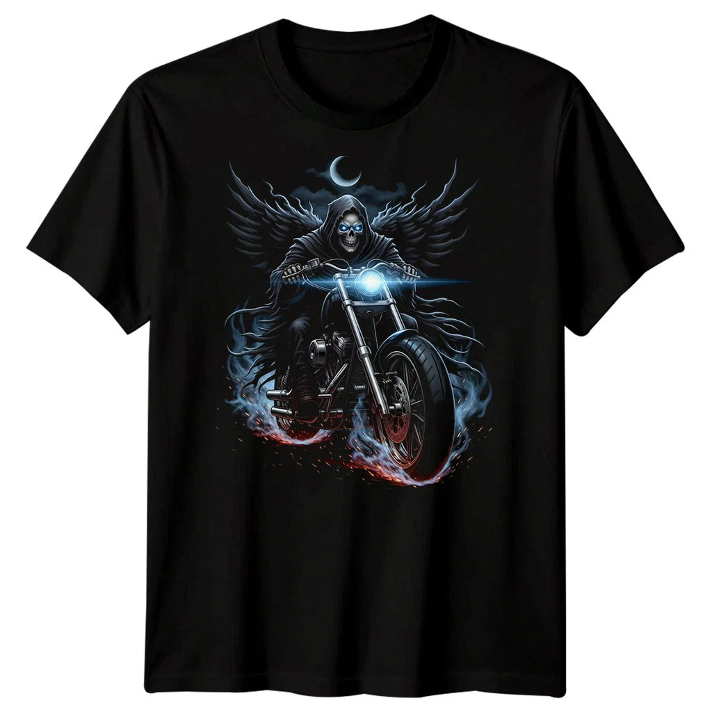 Gothic Motorcycle Skeleton Rider Mens T-Shirt Dark Fantasy Biker Tee Unisex T-shirt, Sweatshirt, Hoodie, Long Sleeve Tee - T-Shirt, Sweatshirt, Hoodie