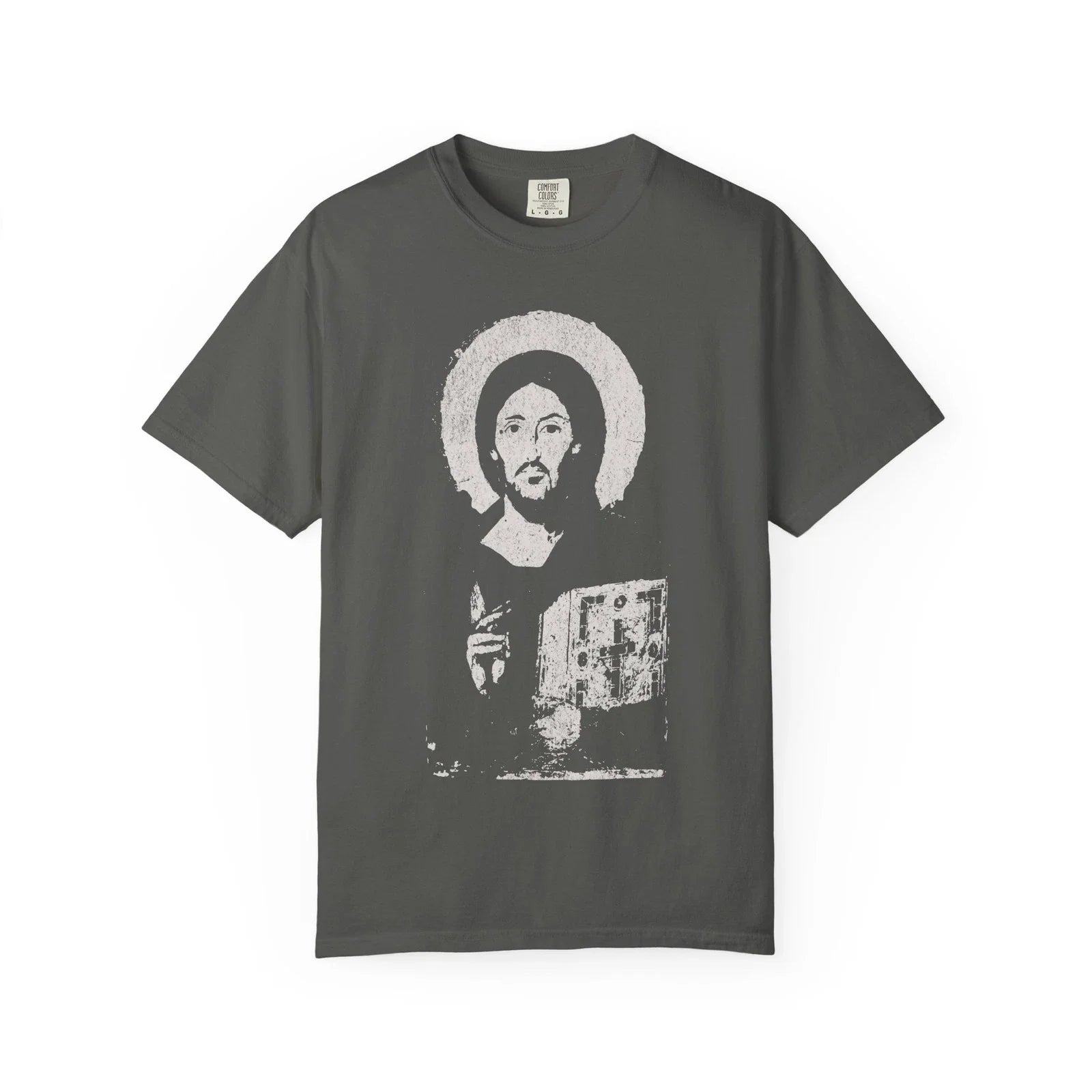 Christ Pantocrator Vintage Icon Graphic T-shirt Religious Jesus Garment-Dyed Tee Unisex T-shirt, Sweatshirt, Hoodie, Long Sleeve Tee - T-Shirt, Sweatshirt, Hoodie