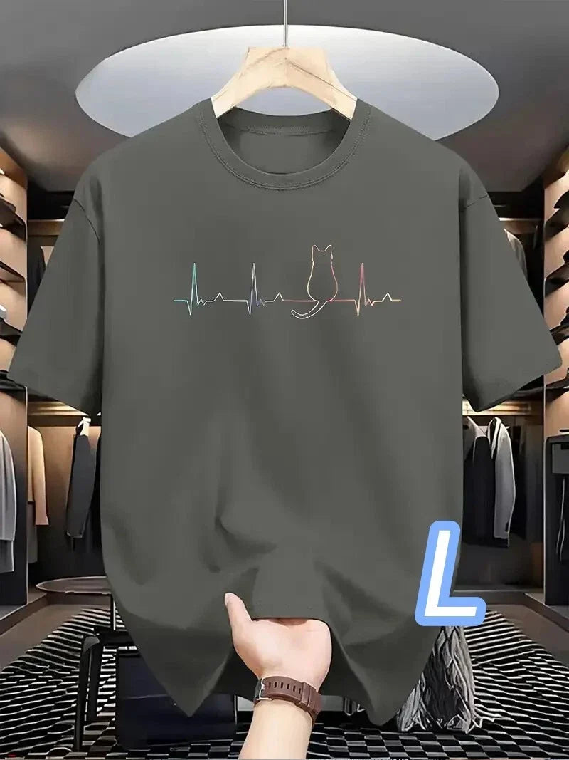 Light and Soft T Dark gray size L Line Cats gradient print Size Simple design T Unisex T-shirt, Sweatshirt, Hoodie, Long Sleeve Tee - T-Shirt, Sweatshirt, Hoodie