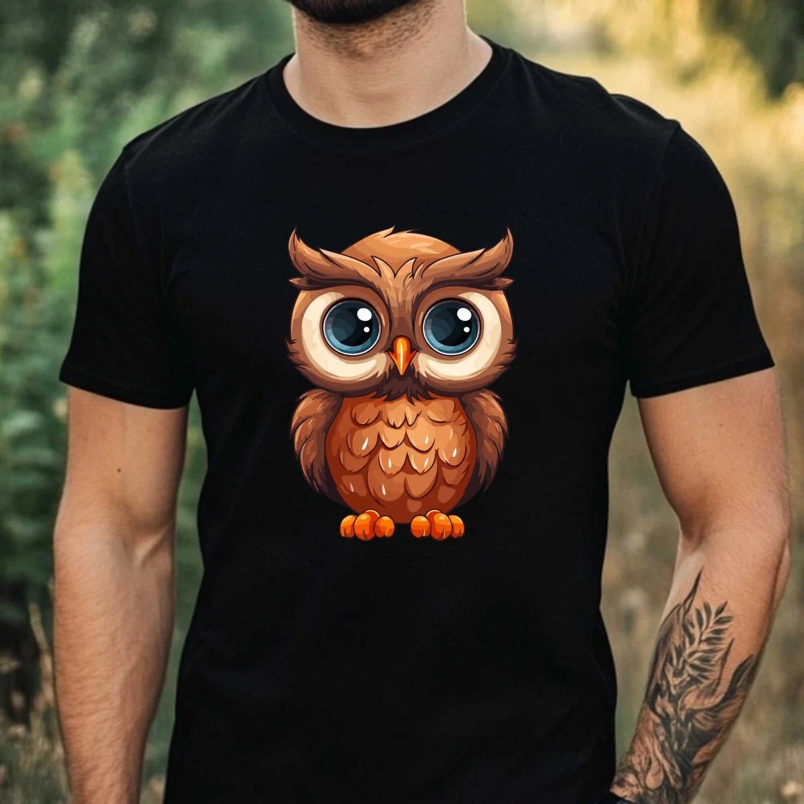Mens Cool Owl Print Cotton T-Shirt Size XS to 5XL Unisex T-shirt, Sweatshirt, Hoodie, Long Sleeve Tee - T-Shirt, Sweatshirt, Hoodie
