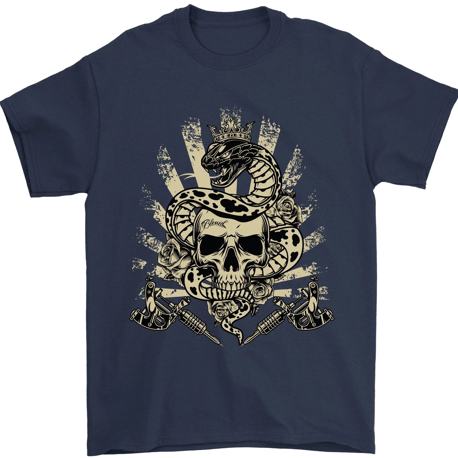 Tattoo Skull Snake Tattooist Biker Gothic Mens T-Shirt 100% Cotton Unisex T-shirt, Sweatshirt, Hoodie, Long Sleeve Tee - T-Shirt, Sweatshirt, Hoodie