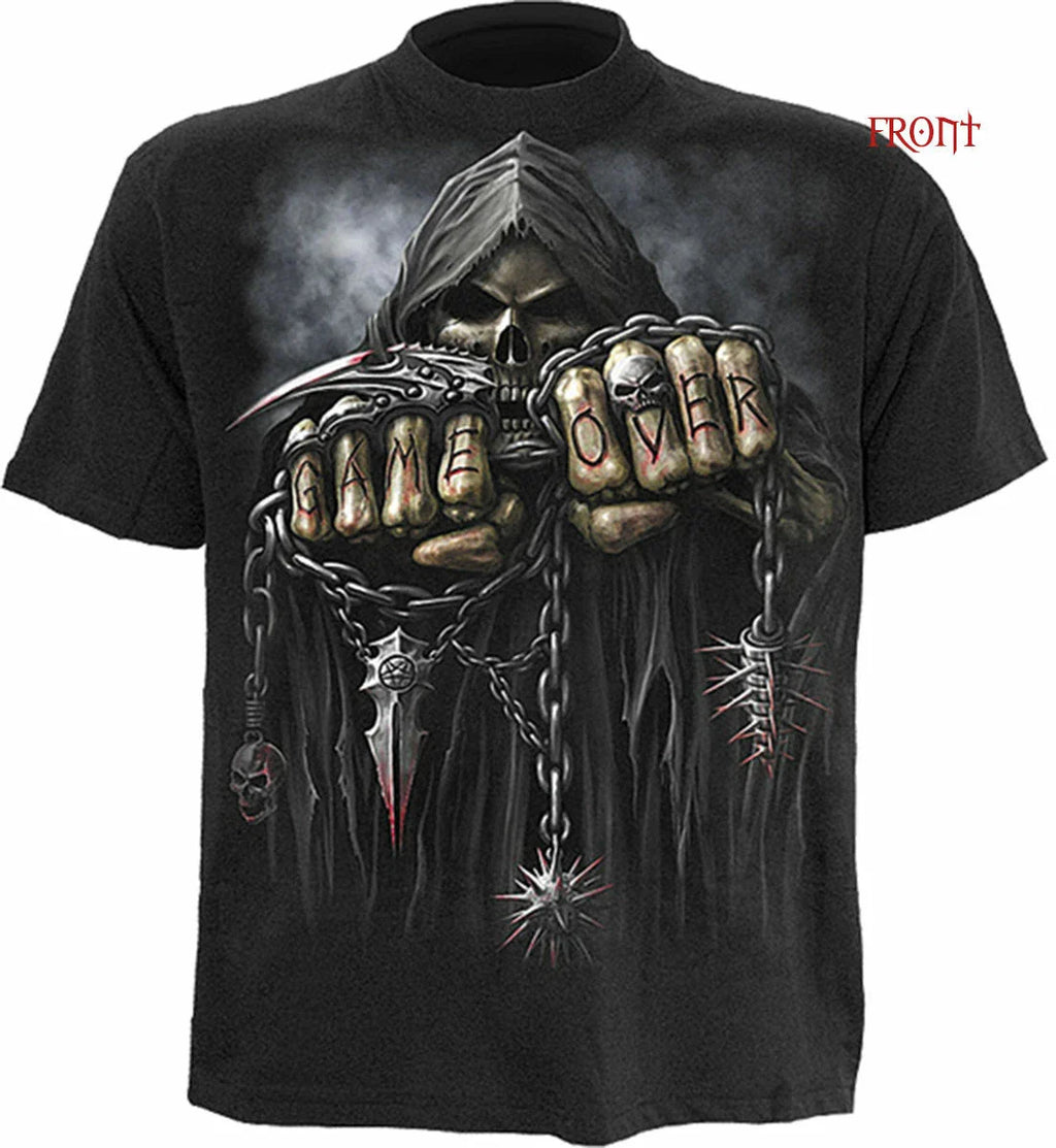 Spiral Direct Game Over T Shirts/Skull/Gothic/Biker/Horror/Darkwear/Metal/Top Unisex T-shirt, Sweatshirt, Hoodie, Long Sleeve Tee - T-Shirt, Sweatshirt, Hoodie