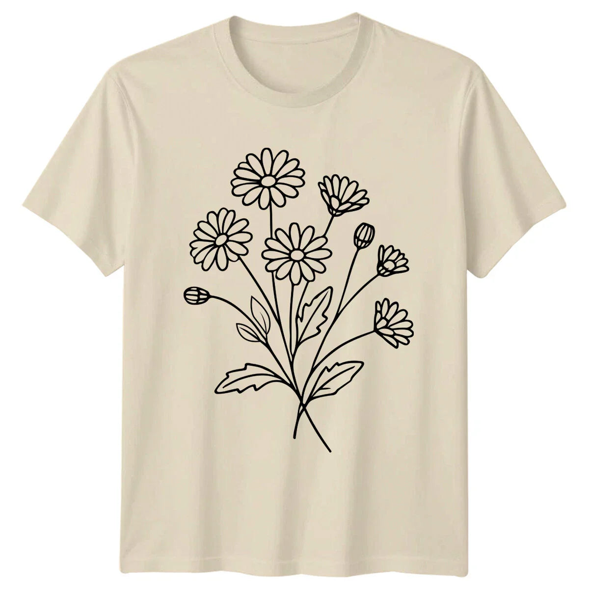 Daisy Flowers Minimalist Floral Line Art Birthday Gift T-Shirt Unisex T-shirt, Sweatshirt, Hoodie, Long Sleeve Tee - T-Shirt, Sweatshirt, Hoodie