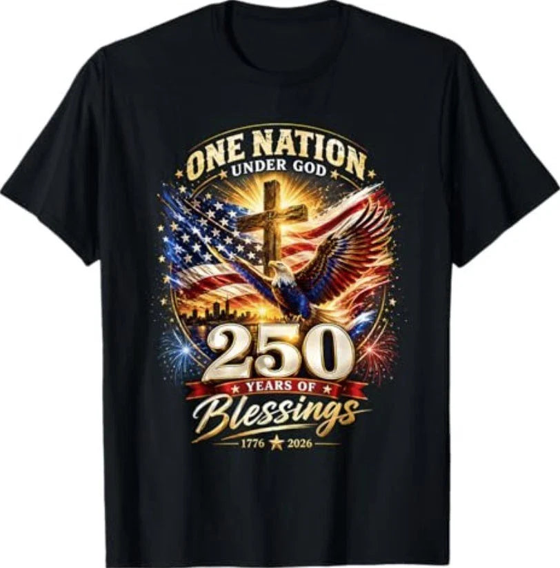 One Nation Under God 250 Years 250th Anniversary USA Mens T-Shirt Unisex T-shirt, Sweatshirt, Hoodie, Long Sleeve Tee - T-Shirt, Sweatshirt, Hoodie