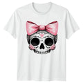 Pink Bow Skull Womens T-Shirt Coquette Aesthetic Halloween Gift For Her Unisex T-shirt, Sweatshirt, Hoodie, Long Sleeve Tee - T-Shirt, Sweatshirt, Hoodie