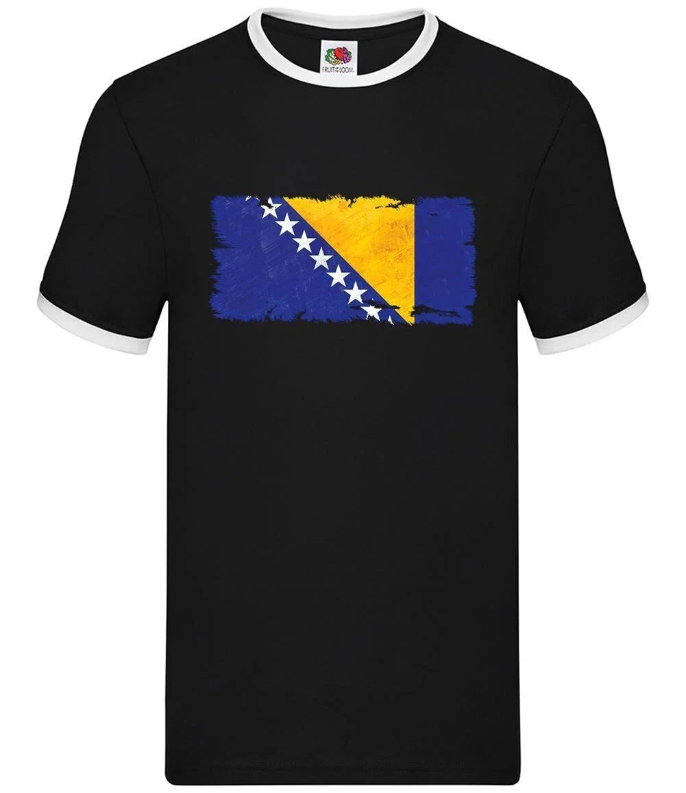 Bosnien Und Herzegowina Grunge Stil Flagge - Herren Ringer - Bosnisch Love Live Unisex T-shirt, Sweatshirt, Hoodie, Long Sleeve Tee - T-Shirt, Sweatshirt, Hoodie