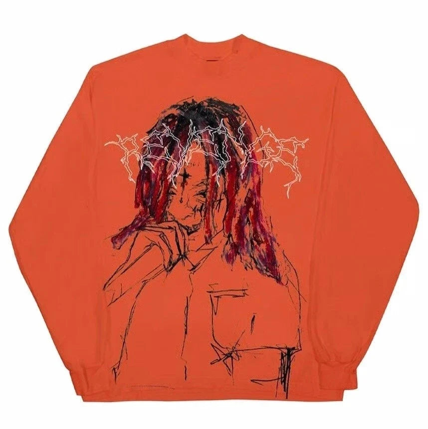 Revenge Trippie Redd Lightning Longsleeve Tee (Orange) 100% Authentic Size Med  Unisex T-shirt, Sweatshirt, Hoodie, Long Sleeve Tee - T-Shirt, Sweatshirt, Hoodie