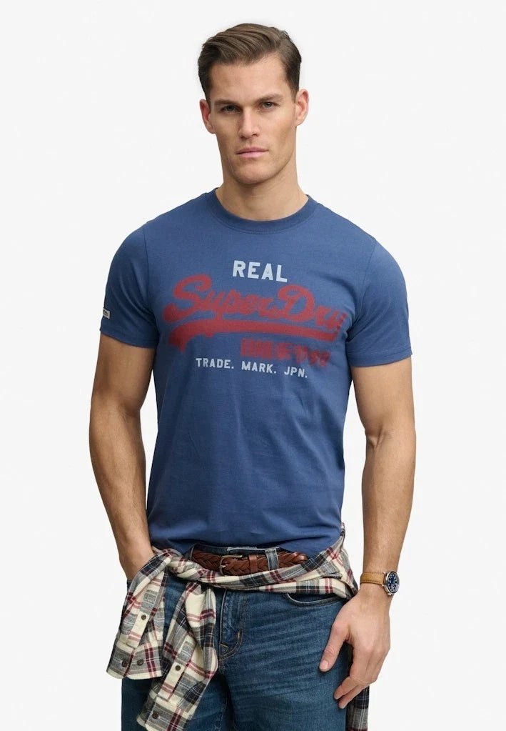 Superdry T-Shirt Mens Short Sleeve Crew Neck VL Classic Tee Hampton Blue Unisex T-shirt, Sweatshirt, Hoodie, Long Sleeve Tee - T-Shirt, Sweatshirt, Hoodie