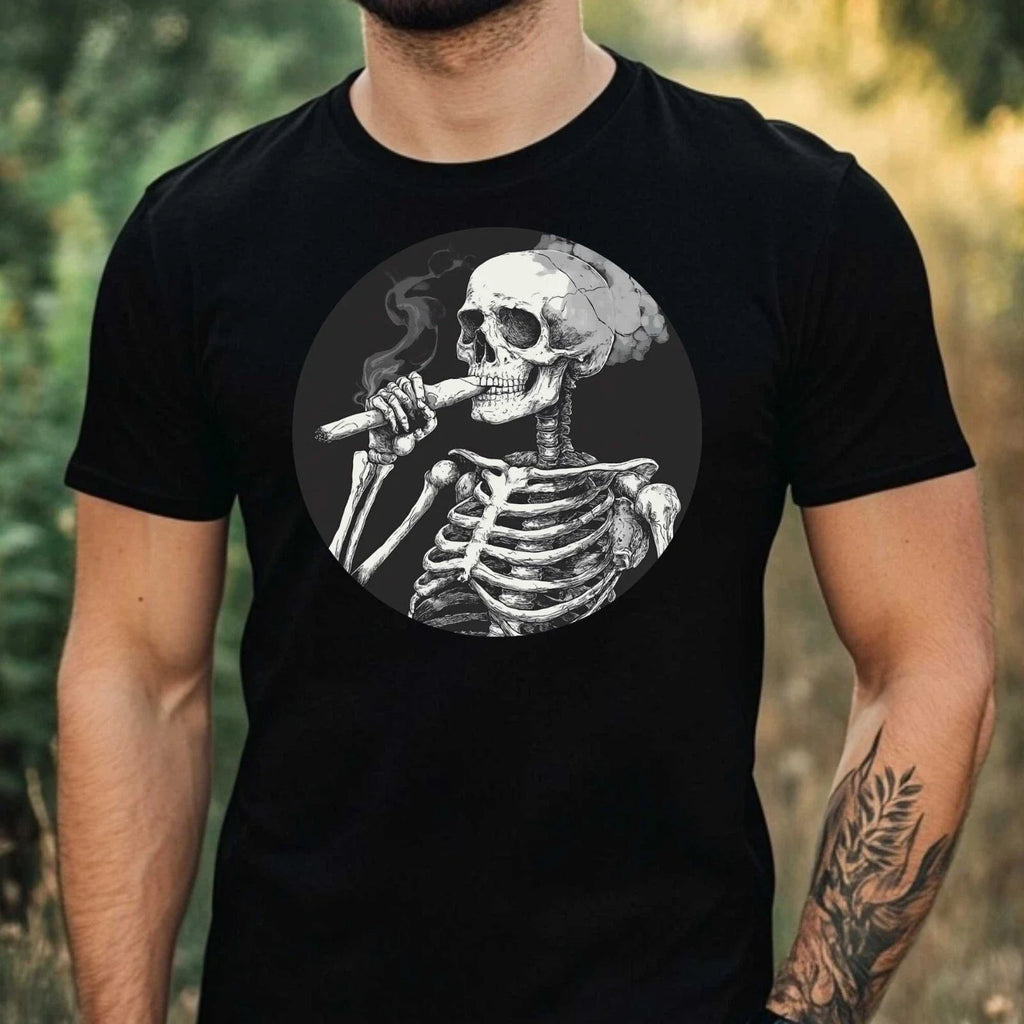 Mens Skeleton Smoked Motif Cotton T-Shirt Size XS to 5XL Unisex T-shirt, Sweatshirt, Hoodie, Long Sleeve Tee - T-Shirt, Sweatshirt, Hoodie